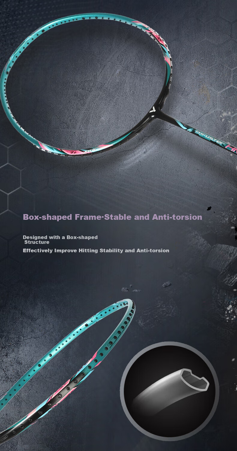 Бадминтонная ракетка VICTOR, Victory Iron Hammer Carbon Fiber Single Racket, TK-HMR PRO, Ruby Gold 4U, предварительно натянутая
