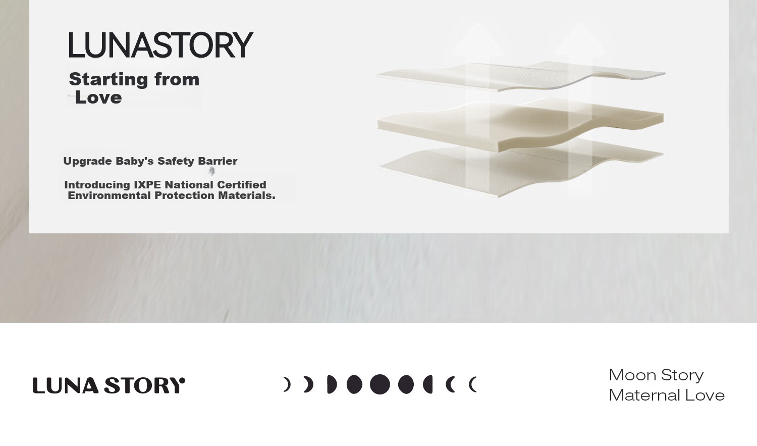 Детский игровой коврик LUNASTORY, складной, противоударный, толстый, IXPE, 180*150*4 см, серый