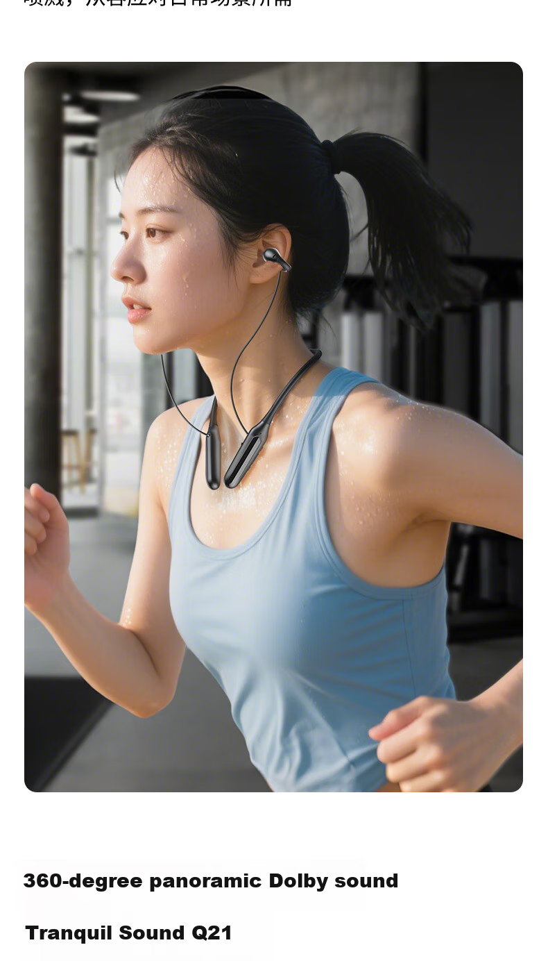 Беспроводные наушники OKSJ F870 с шейным креплением, Bluetooth 5.3, шумоподавление, водонепроницаемые IPX5, Type-C, черный
