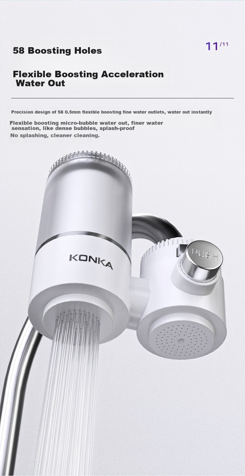 Фильтр-кран для воды KONKA KPW-LT03, ультрафильтрация, для прямой подачи питьевой воды, защита от накипи, удаление остаточного хлора, двойной выход воды, 1 машина + 2 картриджа