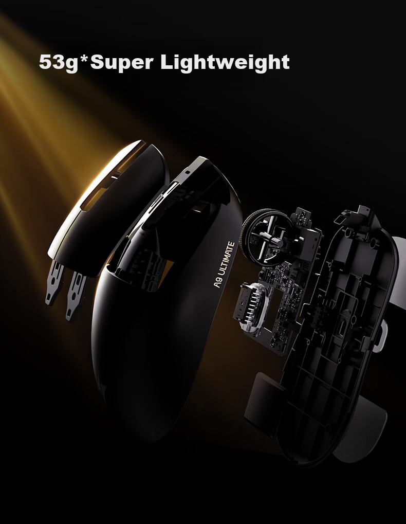 Беспроводная игровая мышь ATK Qingting A9, проводная/2.4G, двойной режим, легкая, симметричная, минималистичная эргономика, Master Edition, Vermilion Red