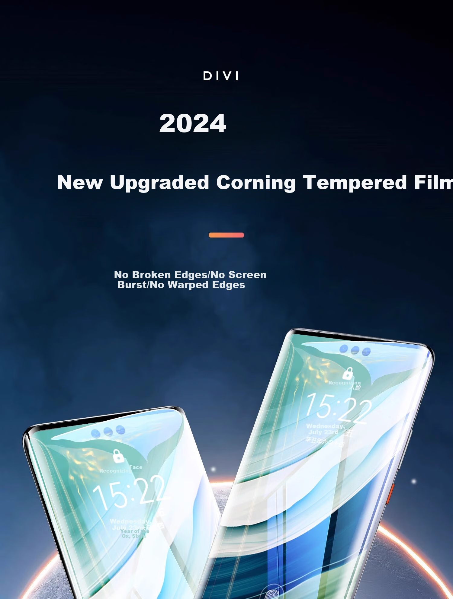 Защитное стекло для экрана Huawei Mate60 Pro, DIVI, закаленное, полное покрытие, изогнутое, высокое разрешение, защита от падения, 2 шт.