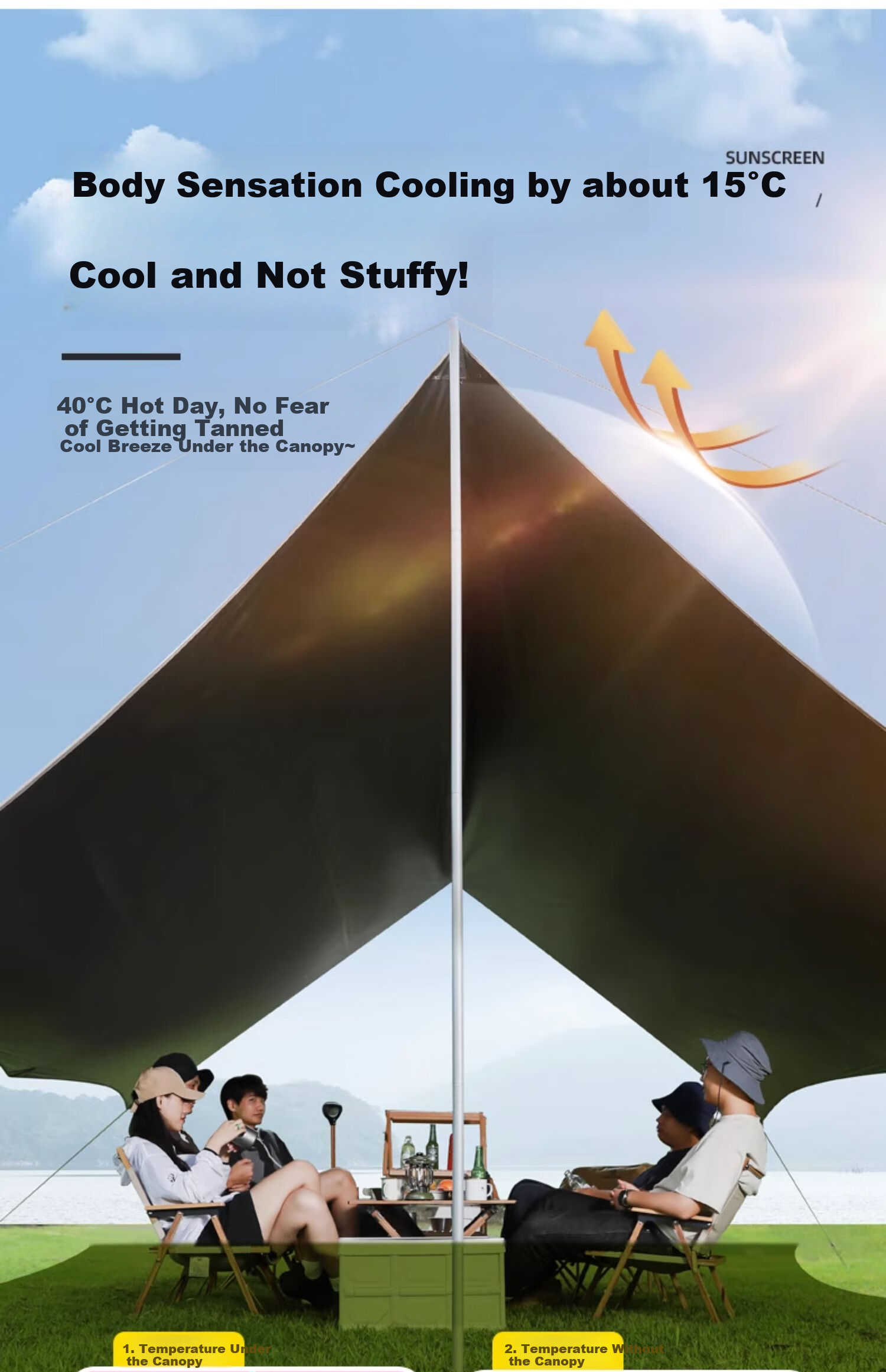 Палатка CAMEL Outdoor Titanium Black Gel Canopy Tent, защита от солнца и дождя, 133CA6B015
