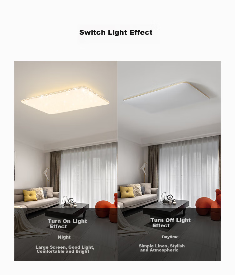 Потолочный светильник NVC LED с золотым ободком, звездное небо, для спальни и столовой, с трехцветным диммированием, 36 Вт