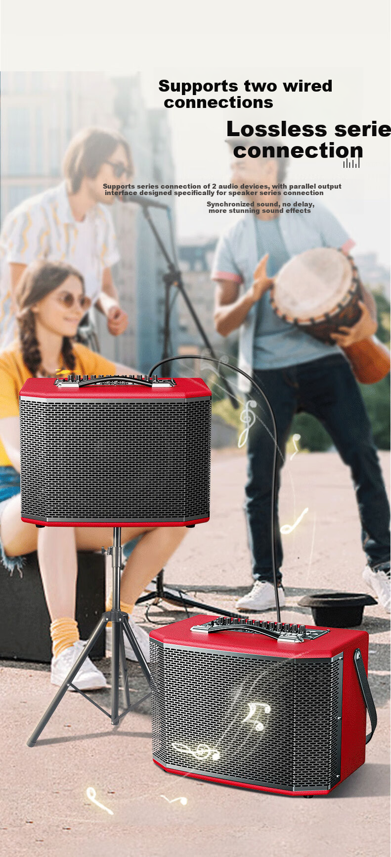 Портативный Bluetooth-динамик Saida GA126 для гитары, саксофона, электронного клавишного инструмента, живых выступлений, пения, стриминга, портативный перезаряжаемый музыкальный инструмент