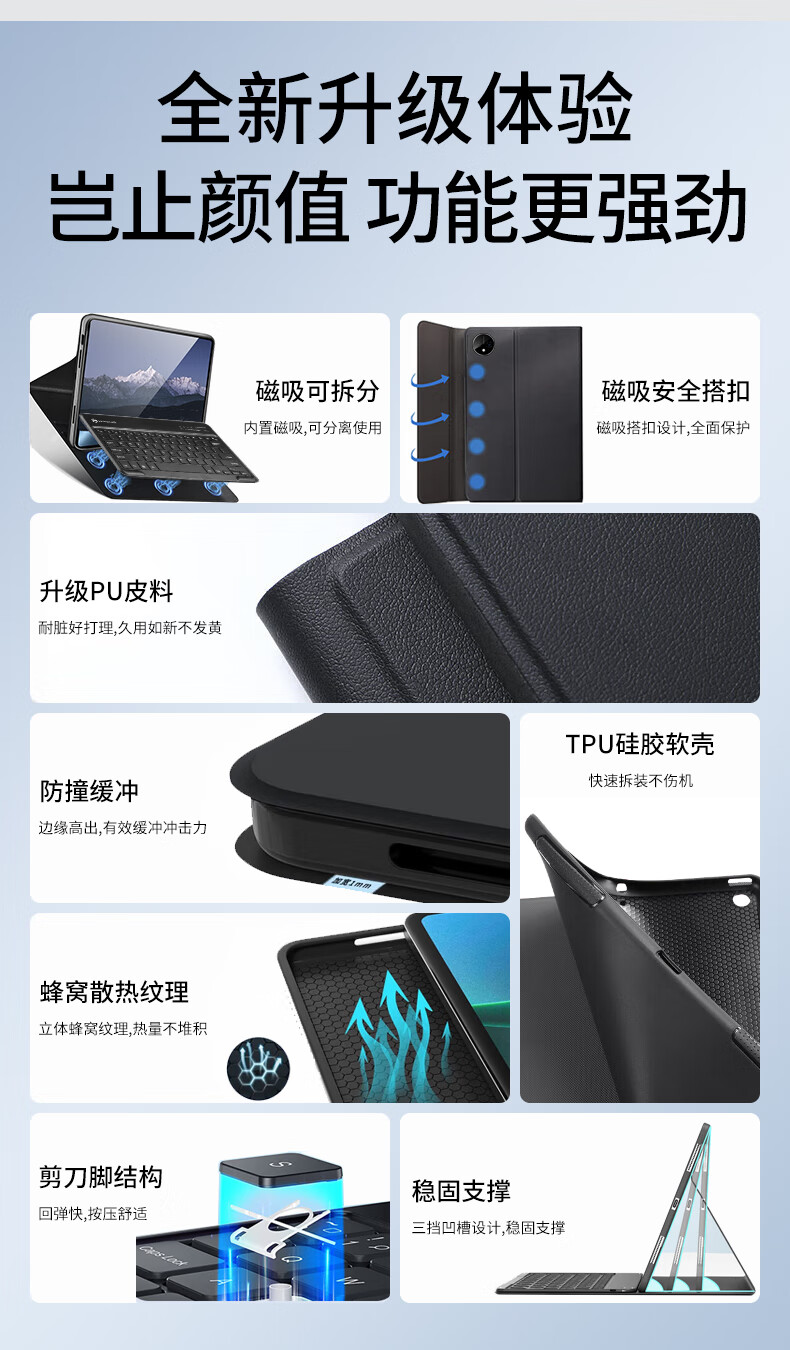 Защитный чехол MAGUS для Huawei MatePad Pro 12.2 2024/25, противоударный, с Bluetooth-клавиатурой, PU, черный