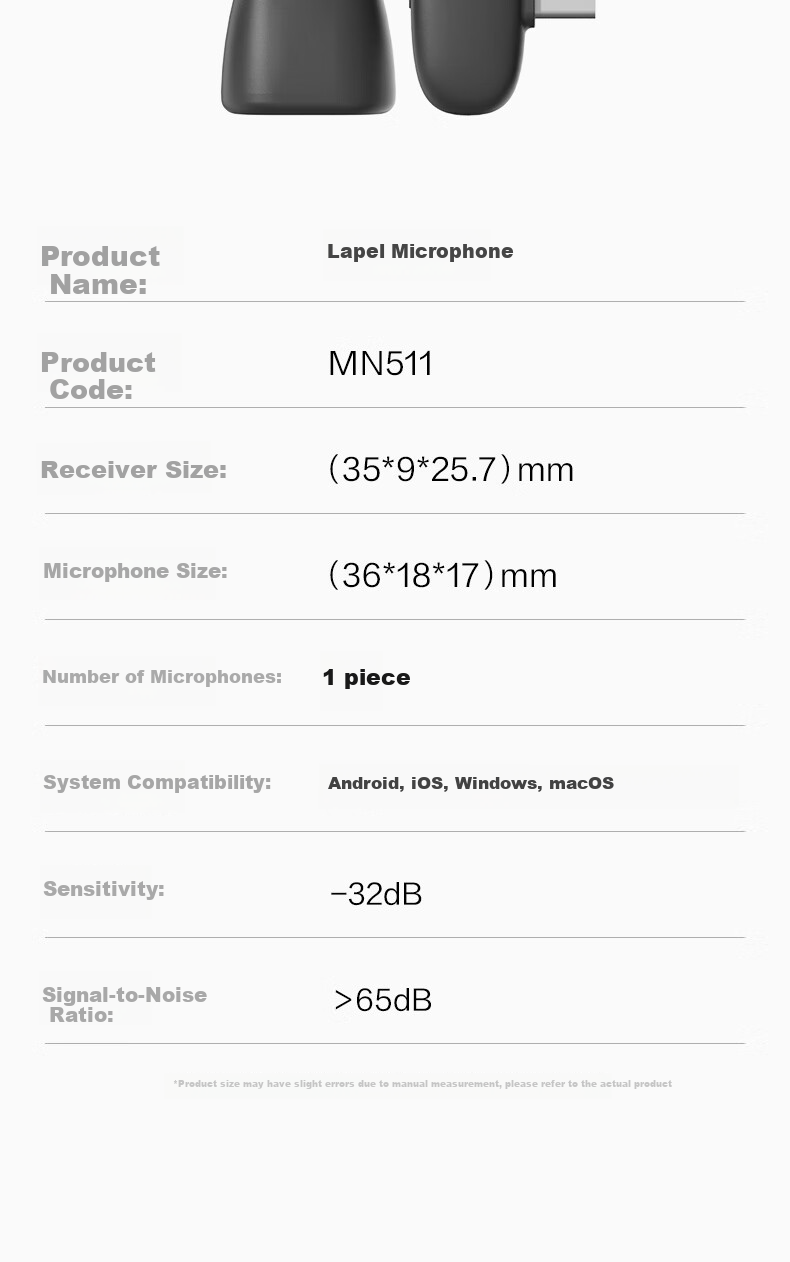 Беспроводной микрофон Deli MN511 для мобильной прямой трансляции, коротких видео, наружной съемки, мини-аудиорекордер, интеллектуальное шумоподавление, совместим с Apple и Android