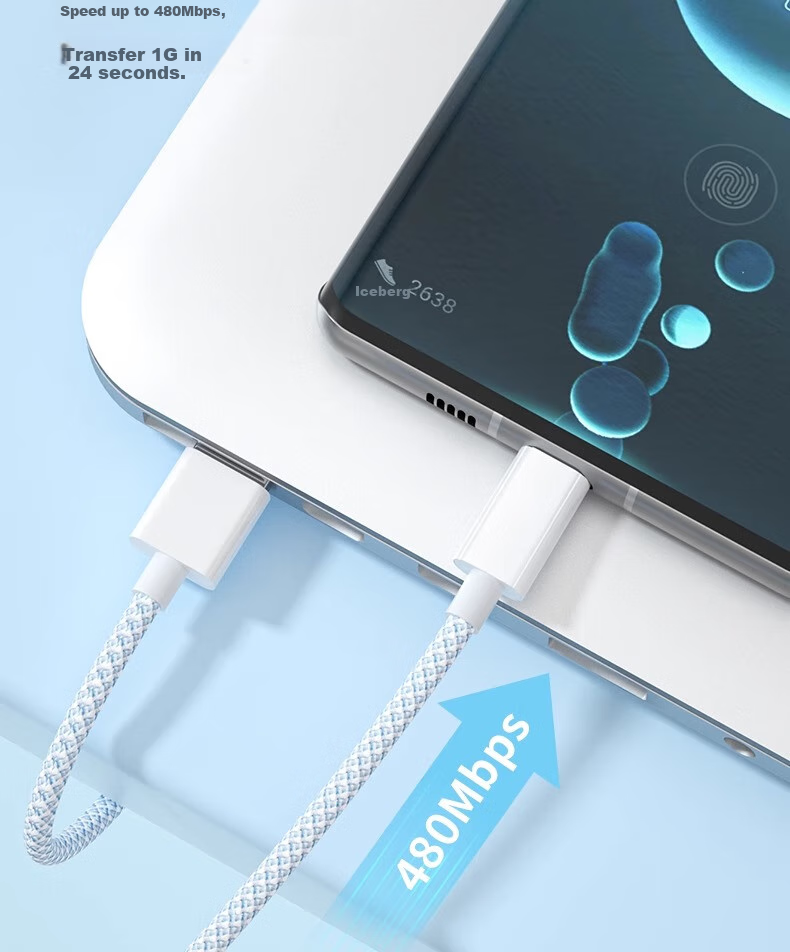 Кабель Nengshi Type-C, 100W, 6A, для Huawei Nova, Xiaomi, Vivo, Honor, OPPO, синий, 1 метр
