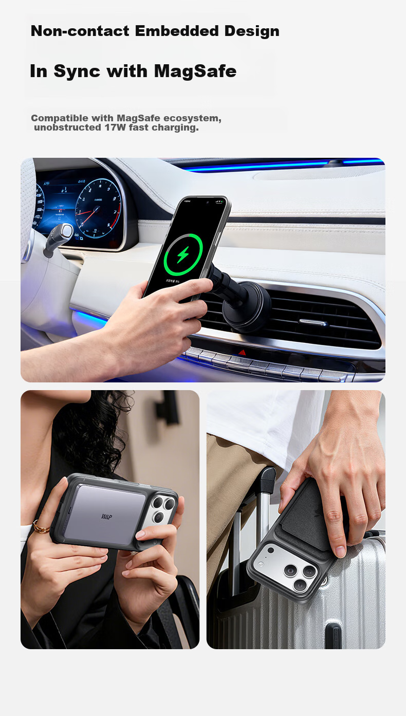 Чехол JD W&P для Apple iPhone 17 Pro Max, матовый, с магнитной зарядкой, противоударный, черный