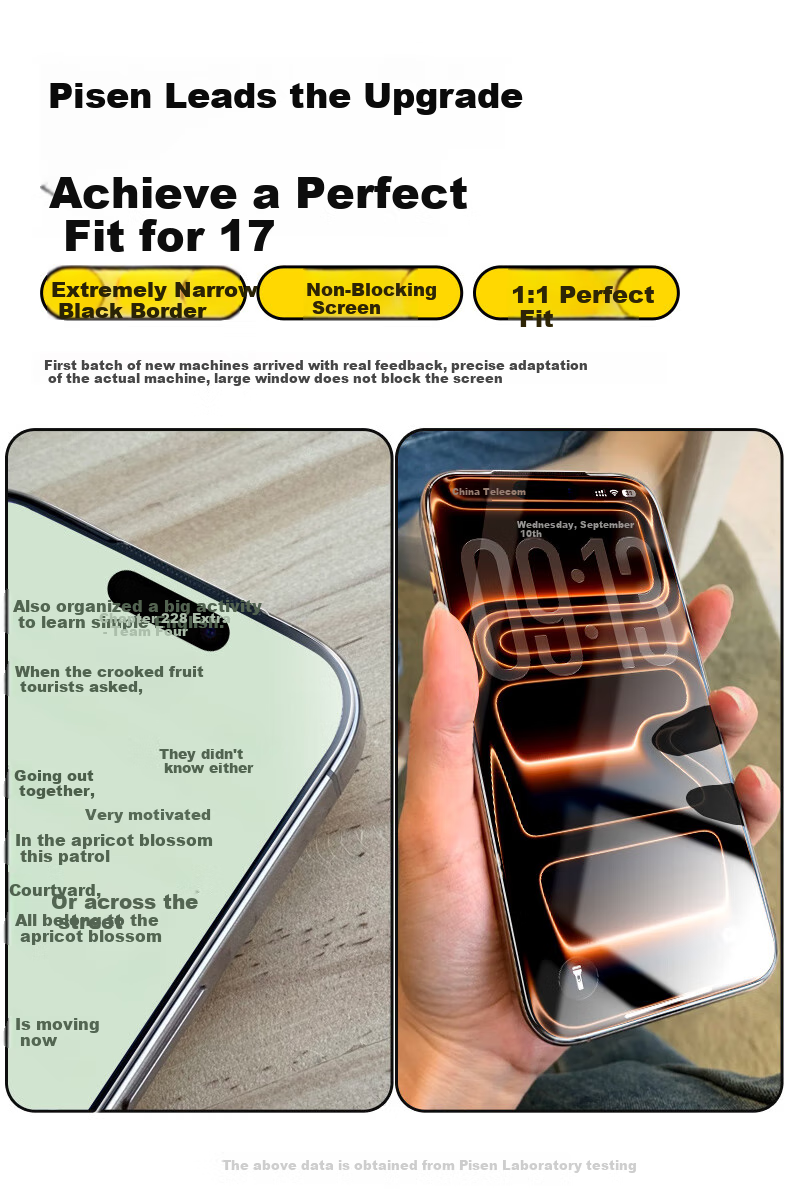 Защитное стекло Pisen для Apple iPhone 17 Pro Max, 28° антибликовое, закаленное, HD Clear, противоударное, пыленепроницаемое, защита от отпечатков пальцев, простая установка