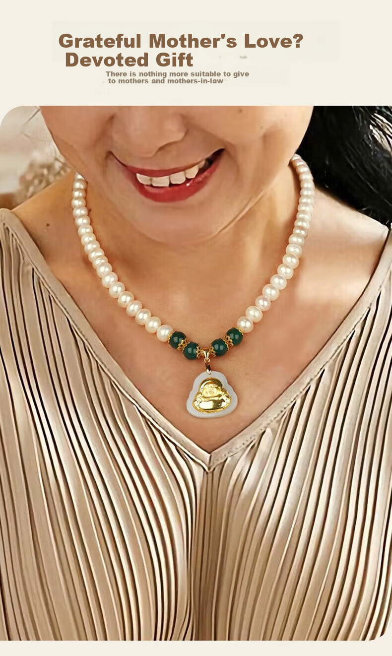 Женьшэнь Да Цзинь CHOW TAI KING, ожерелье с пресноводным жемчугом для женщин, кулон в виде Будды с золотой инкрустацией, подарок на Новый год, День святого Валентина для мам и пожилых людей