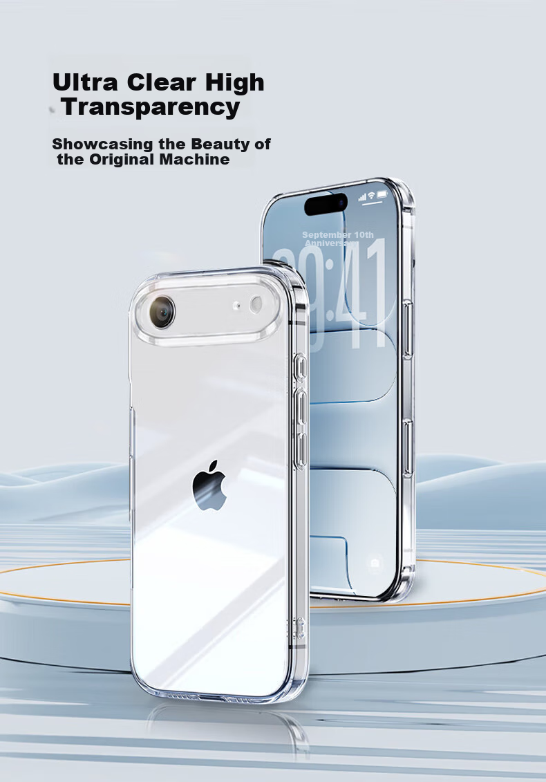 Чехол ALittleFlower для iPhone 17 Air, ультратонкий, противоударный, мягкий, прозрачный, с защитой объектива