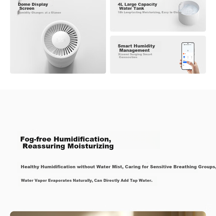 Увлажнитель воздуха Xiaomi Mijia Air Humidifier, без тумана, 4л, 400мл/ч, белый