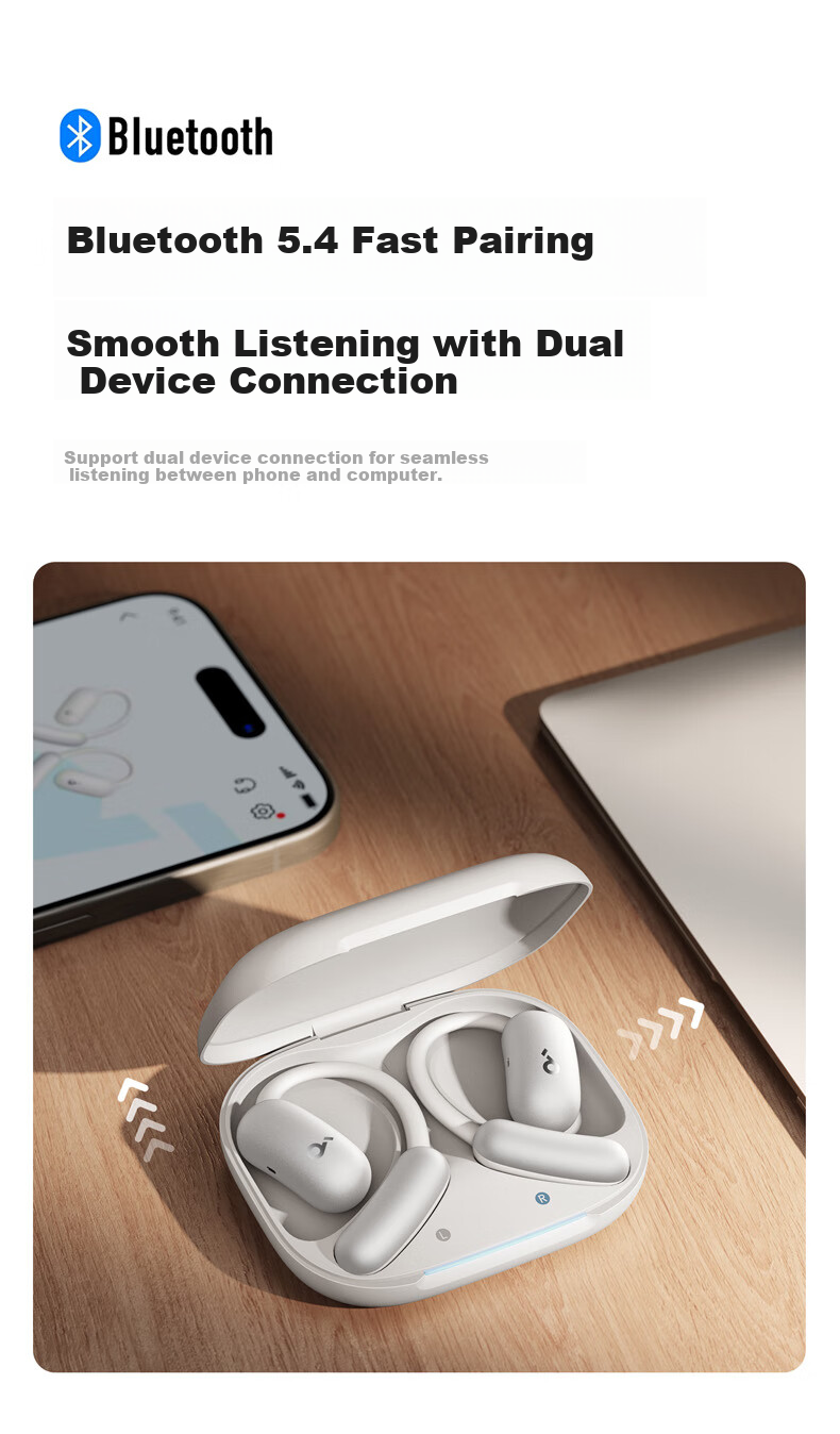 Беспроводные наушники SoundCore Anke Feiyue Air, с креплением на ухо, Bluetooth 5.4, черный