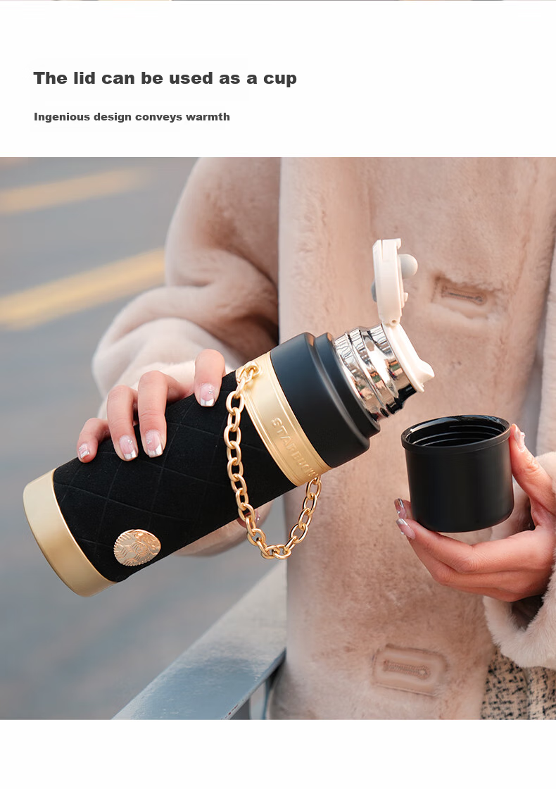 Термокружка Starbucks Coffee Treasure Golden Edition, 580 мл, золотистая, из нержавеющей стали, для кофе и воды, подарок на День Святого Валентина