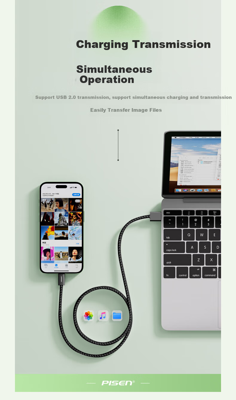 Кабель PISEN USB Type-C, 3А, 1.2 метра, синий