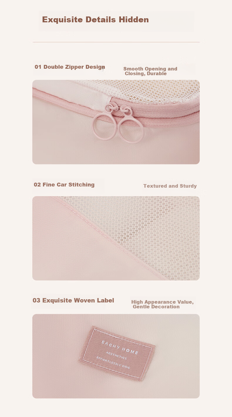 Набор сумок для путешествий EACHY Misty Garden, компрессионные органайзеры для багажа, 7 предметов, градиентный розовый