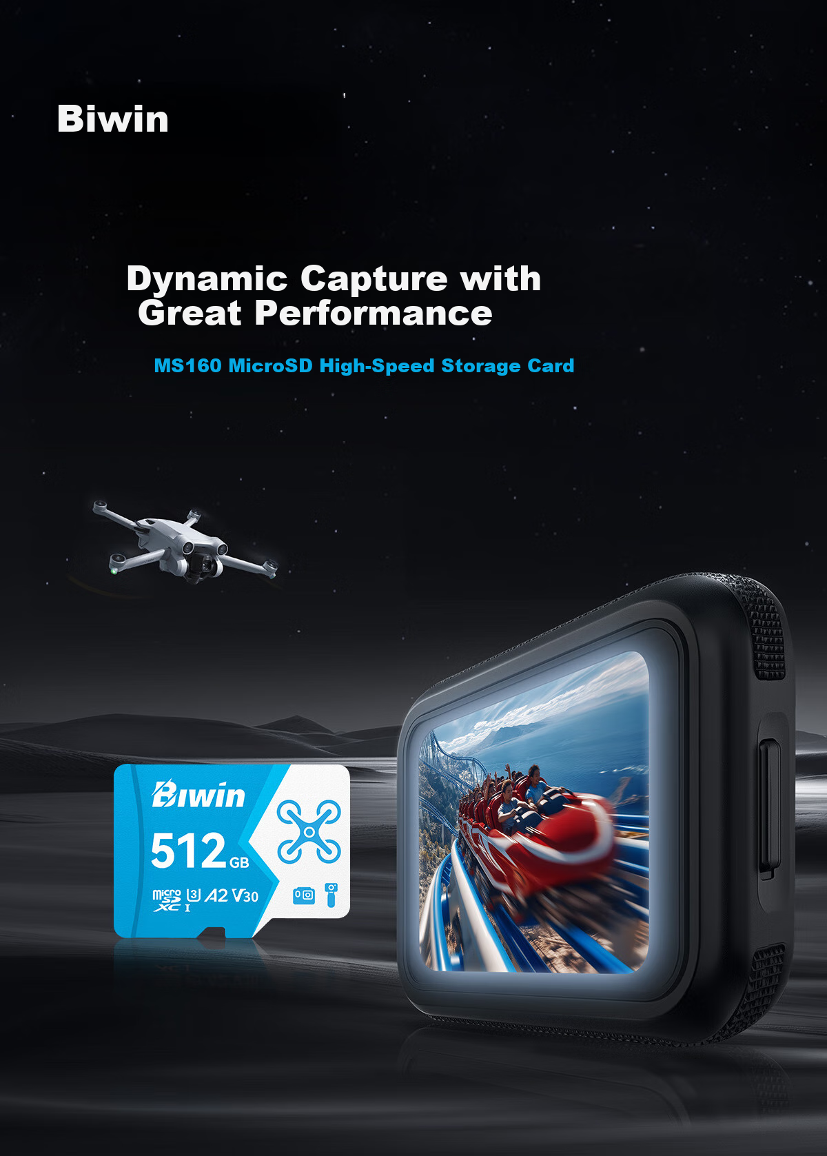 Карта памяти BIWIN 32GB TF (MicroSD) U3 V30 A2 4K MS160, скорость чтения 160 МБ/с