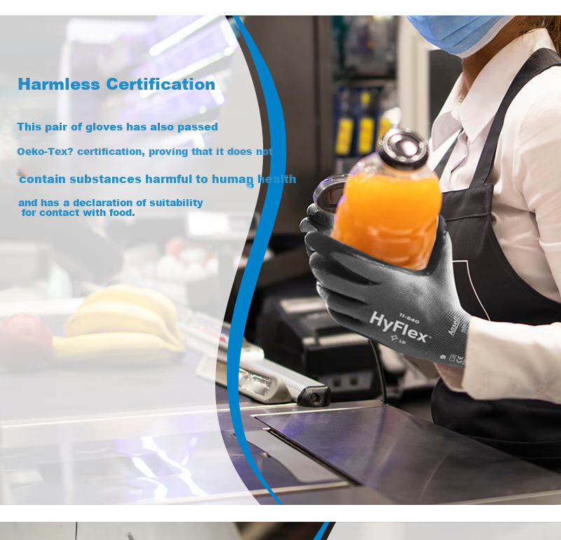 Защитные перчатки Ansell HyFlex 11-840, нитриловое покрытие, размер 9/L, 1 пара