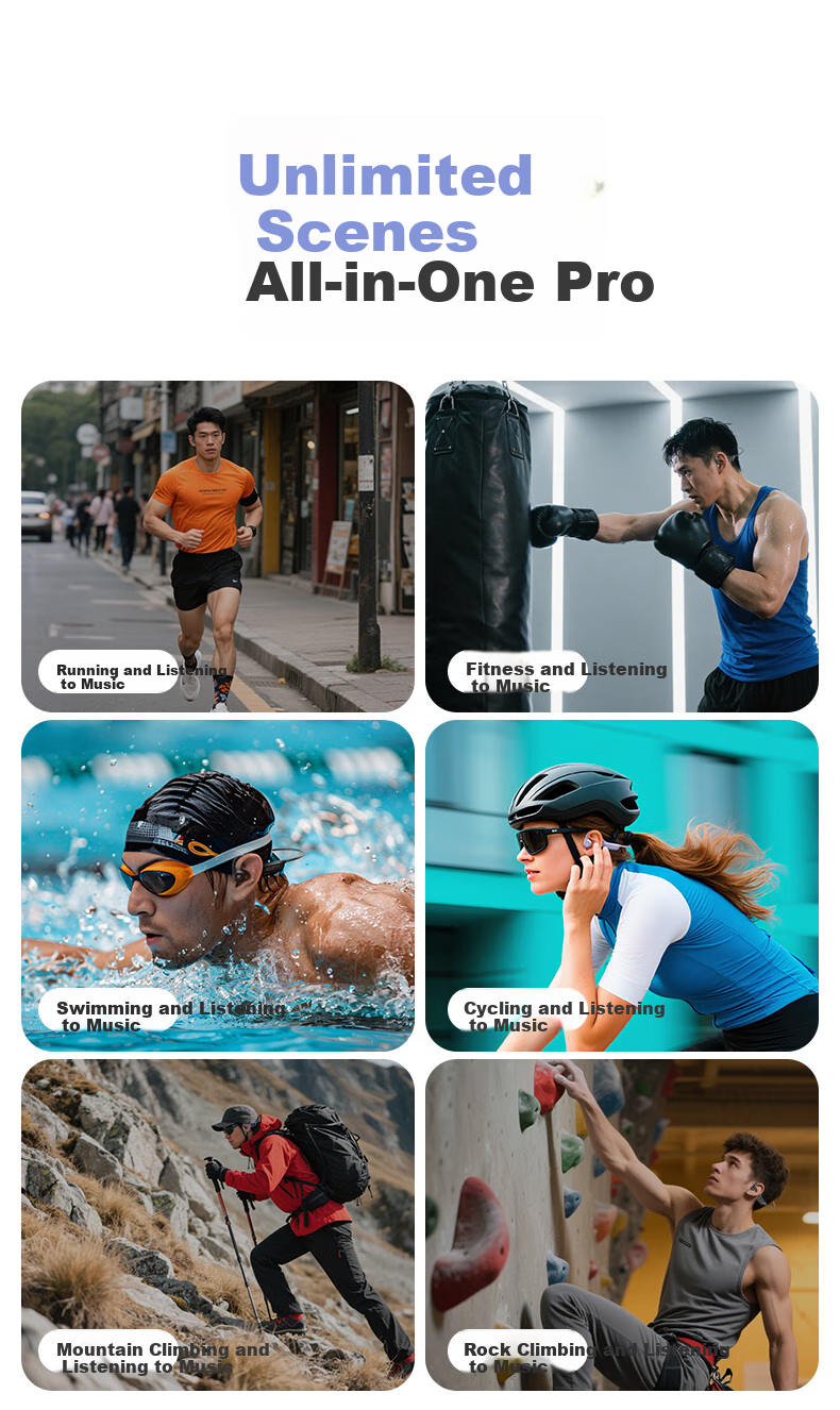 Беспроводные наушники Aigo G03Pro с костной проводимостью, спортивные, водонепроницаемые IP68, 32 ГБ, MP3, Bluetooth 6.0, для бега, велоспорта, черные