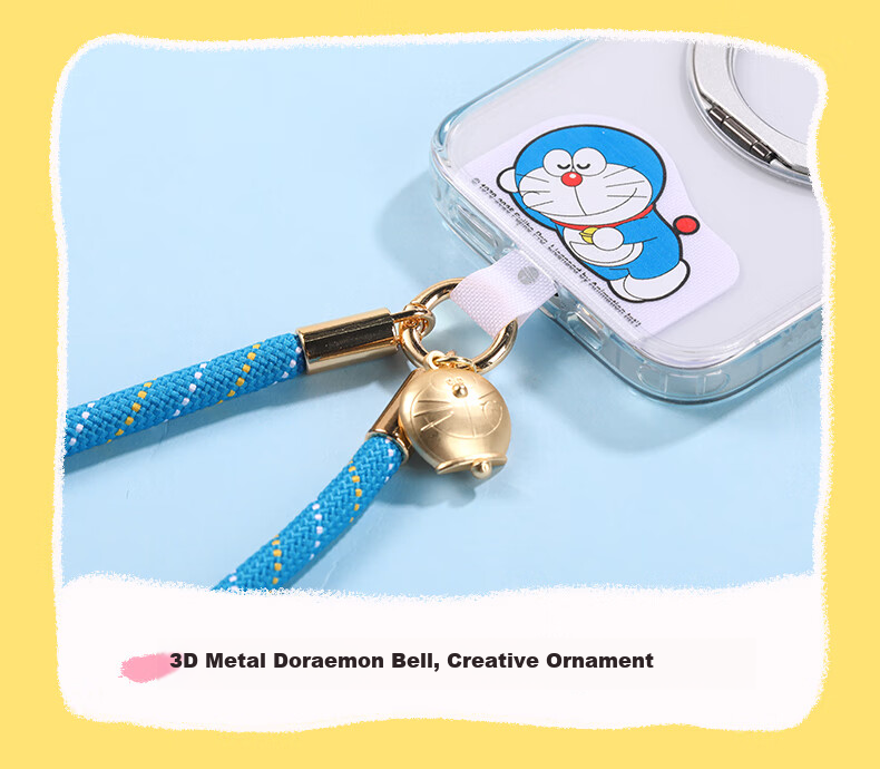 Ремешок-браслет ROCK Doraemon для телефона, короткий, плетеный, противоугонный, от потери, противоударный, портативный, долговечный, милый мультяшный классический дизайн с полулицом для мужчин и женщин
