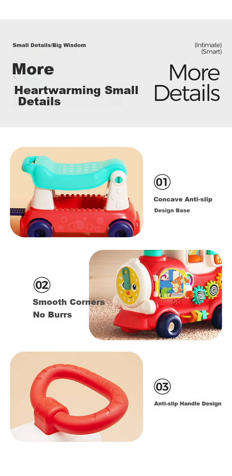 Развивающий поезд HUILE TOYS для детей от 1 до 3 лет, ходунки для малышей, подарок на день рождения, развивающая игрушка