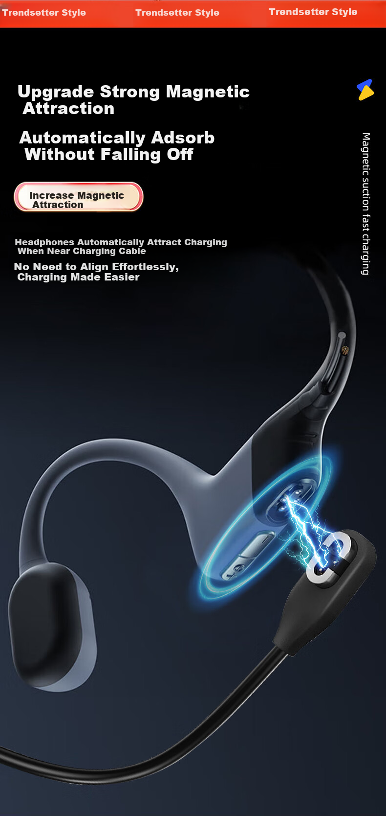Кабель зарядный Trendsetter для Shao Yin S710, OpenSwim Pro, Bluetooth наушники с костной проводимостью, магнитный кабель данных, USB кабель