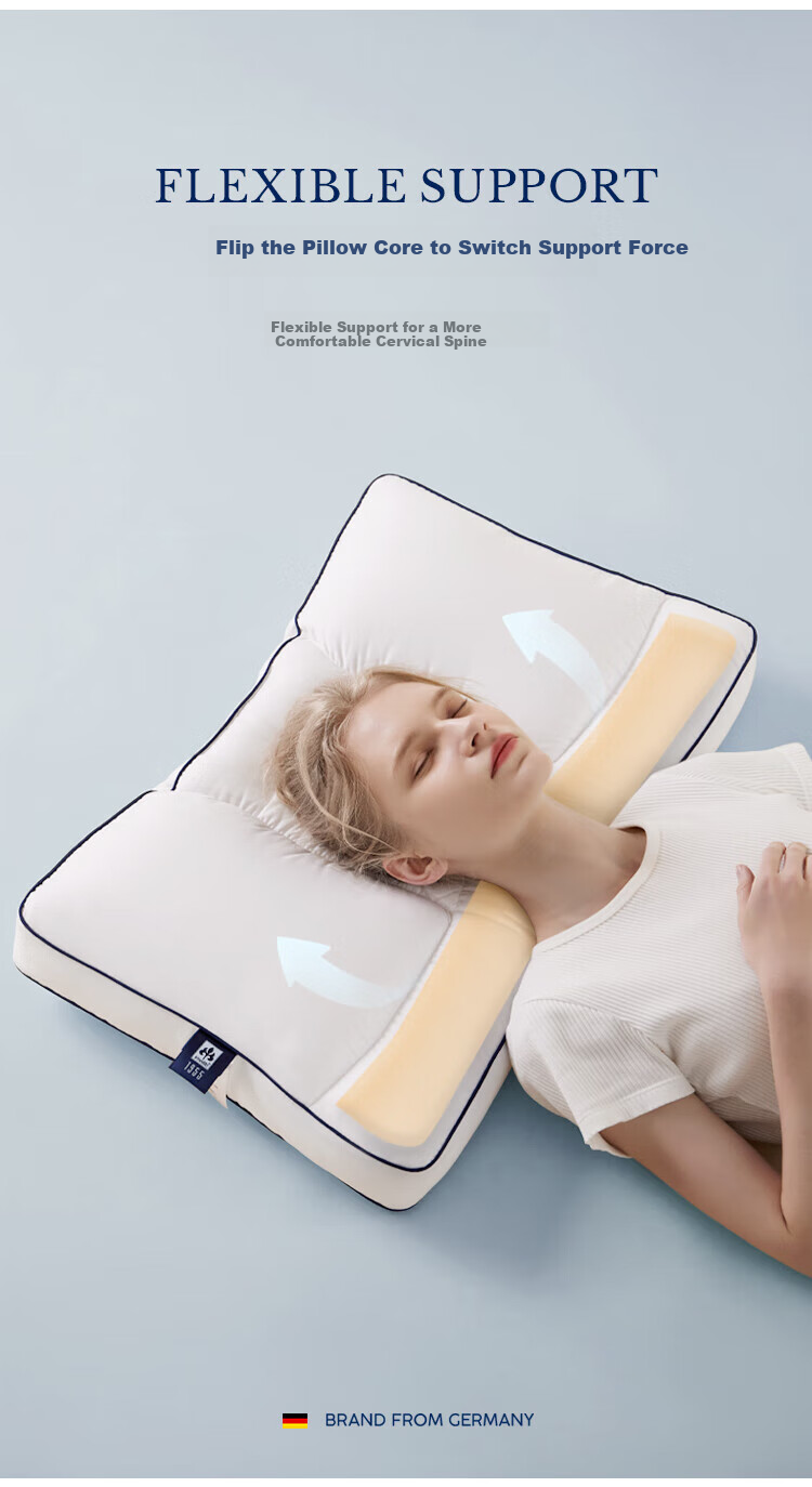 Подушка Irisette German Zoned Down Pillow, 95% белый гусиный пух, моющаяся, антибактериальная, низкая, 1 шт.