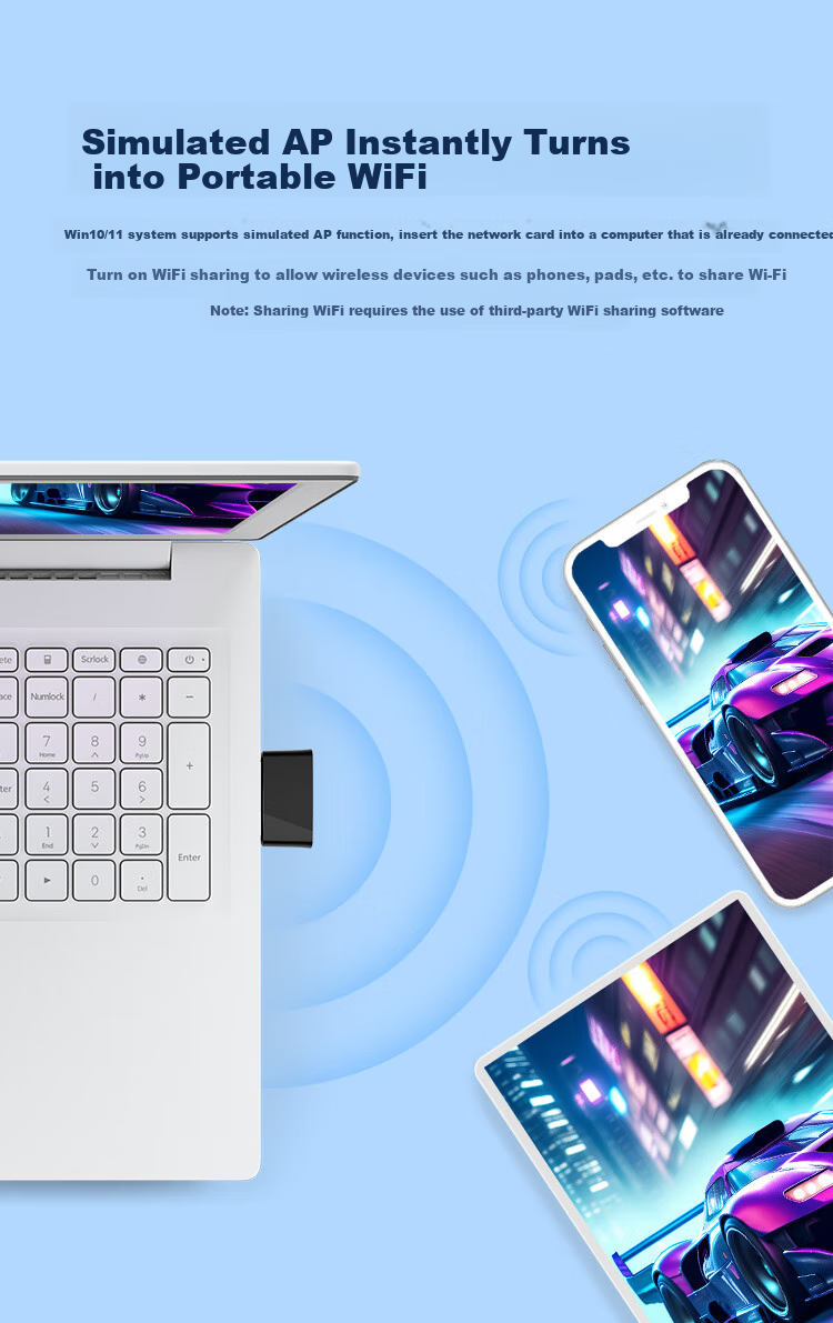 Wi-Fi адаптер COMFAST CF-940AX, USB, 2.4 ГГц, 286 Мбит/с, драйвер-фри, встроенная антенна, для ПК и ноутбуков
