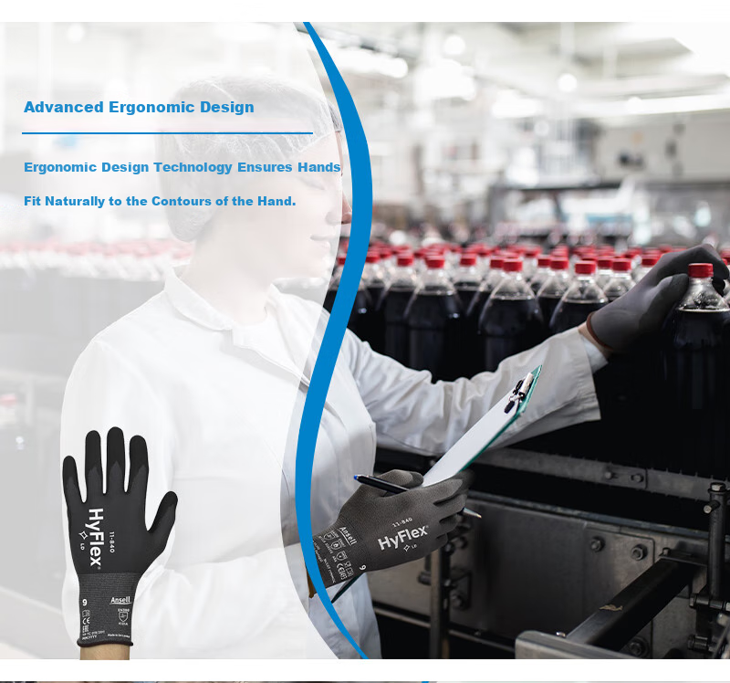 Защитные перчатки Ansell HyFlex 11-840, нитриловое покрытие, размер 9/L, 1 пара