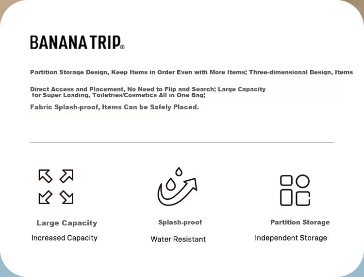 Косметичка BANANA TRIP, большая портативная дорожная косметичка для командировок, спортзала, плавания, косметики, цвет "Ледниковый синий"
