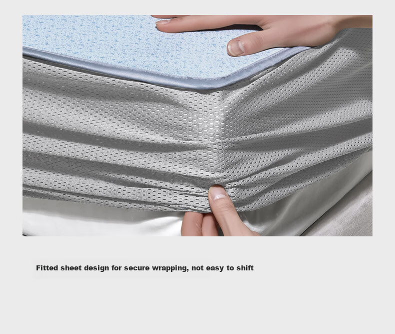 Комплект постельного белья LUOLAI Ice Silk Mat, класс А, машинная стирка, антибактериальный и противоаллергенный, стиль пододеяльника, синий, 150*200*30