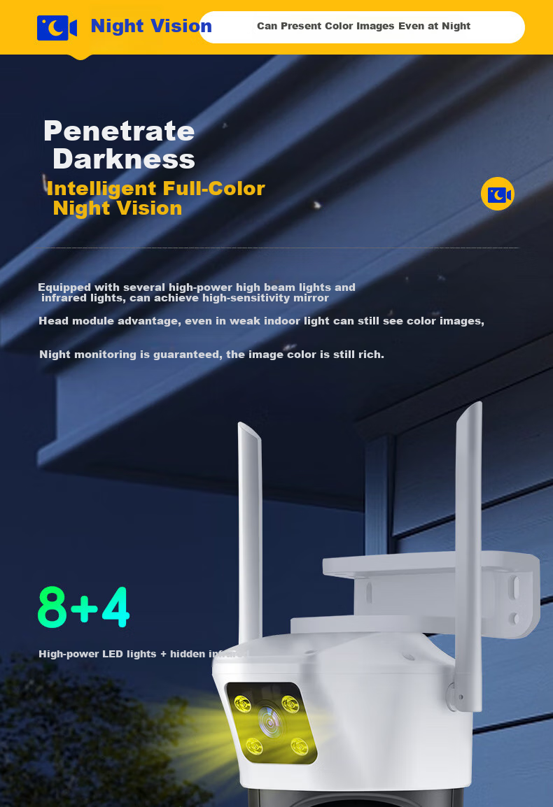 IP-камера Newmine Home AI, беспроводной мониторинг через смартфон, 360-градусное покрытие, ночное видение, панорамная купольная камера с цветным отслеживанием и двусторонней аудиосвязью, водонепроницаемая для сельского наружного использования