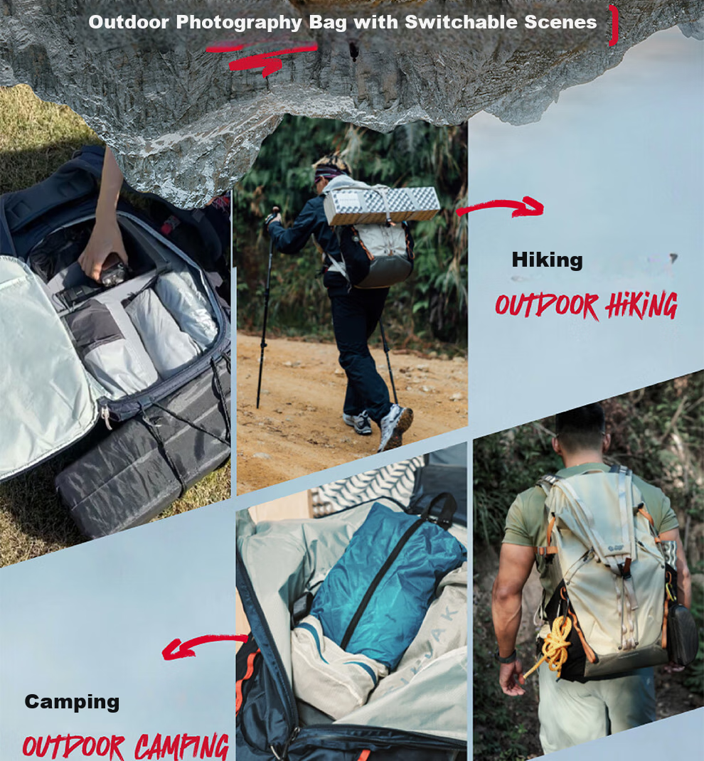 Рюкзак VSGO Pocket Ranger, 25л, для фототехники, путешествий и хайкинга, бежево-зеленый