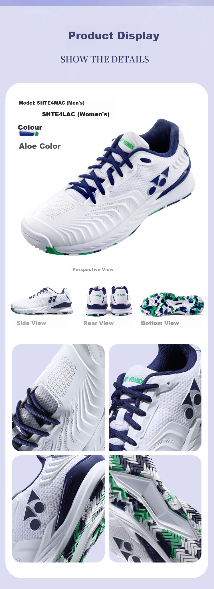 Кроссовки для бадминтона YONEX SHTF4MACEX, мужские, белые с синим, размер 38