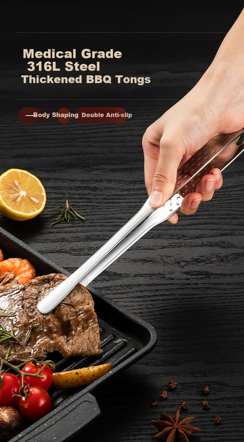 Щипцы кухонные MAXCOOK 316L из нержавеющей стали, для гриля, мяса, еды, выпечки, 28 см MCPJ0795