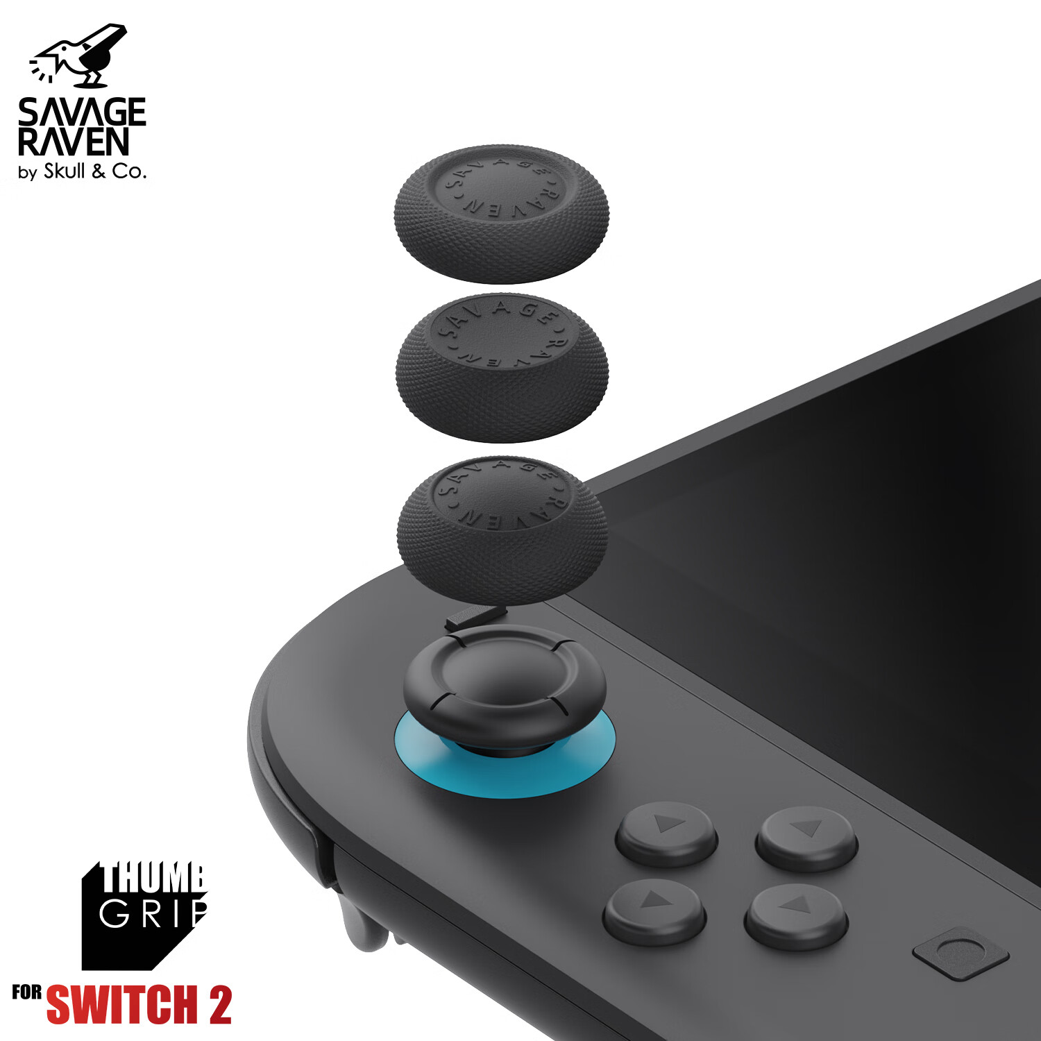 Колпачки для джойстика Skull & Co. Switch2, противоскользящие, влагостойкие, улучшают сцепление, 3 пары в комплекте, 3 дизайна, черный