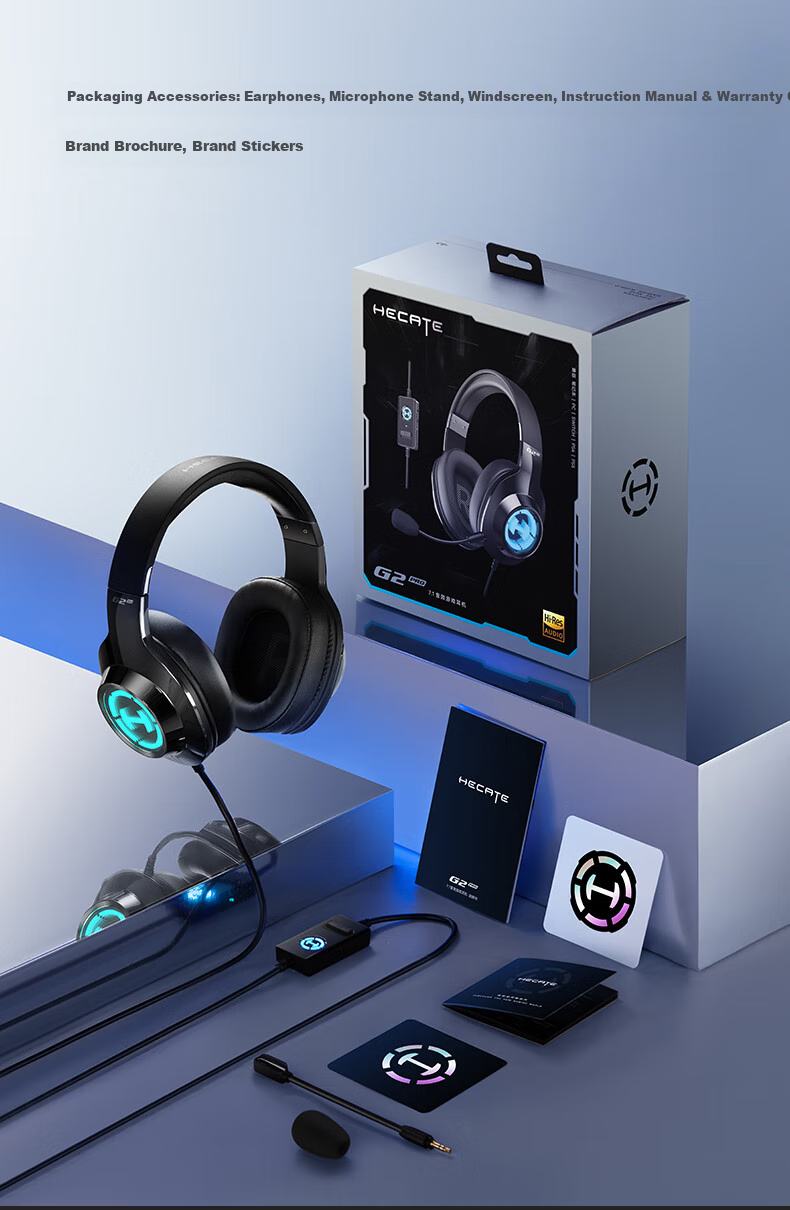 Игровые наушники EDIFIER HECATE G2 Pro USB 7.1 с микрофоном, проводные, накладные, серебристые