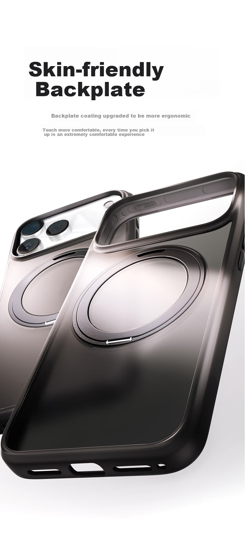 Чехол TORRAS Pivot для Apple iPhone 17 Pro, черный, с защитой камеры, противоударный, с подставкой, простой стиль, PC+TPU+алюминиевый сплав