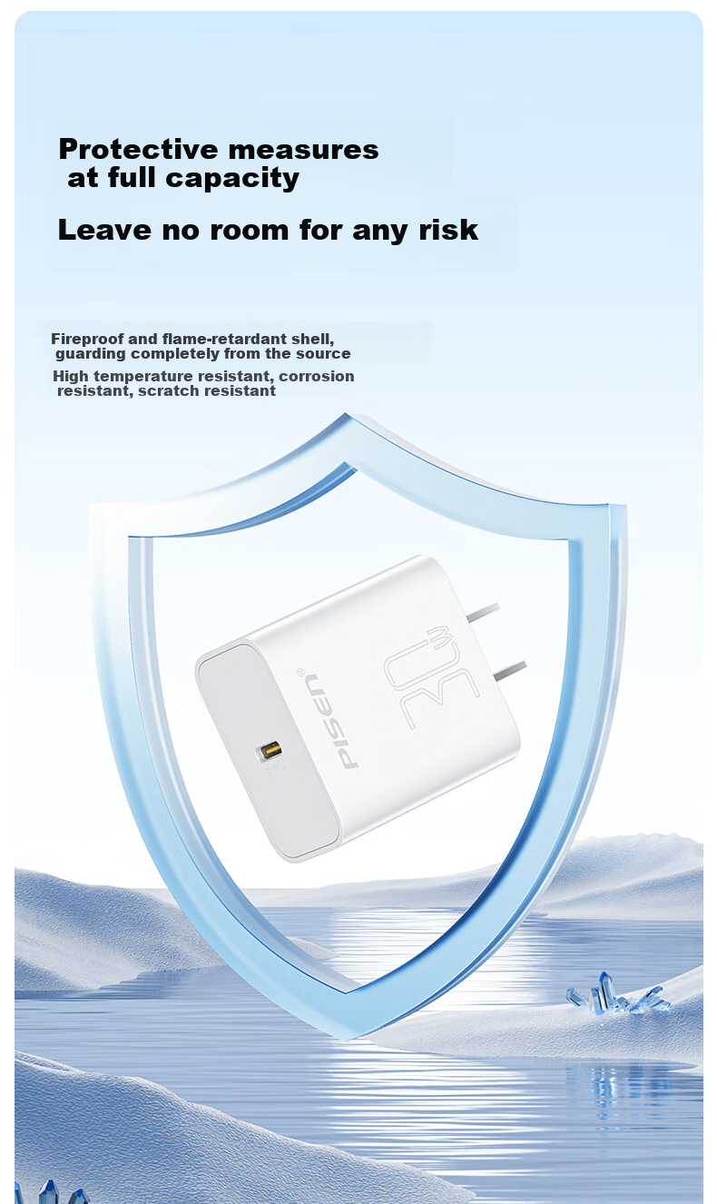 PISEN PD 30W Зарядное устройство Type-C, быстрая зарядка для Apple iPhone 17 Pro Max, iPad, Xiaomi, Huawei, белый