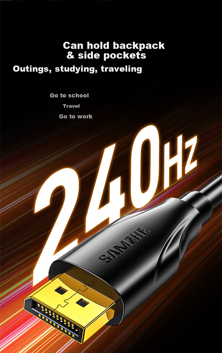 Кабель SAMZHE DD-20 DisplayPort 1.2, 4K HD, 2K 240Hz, для подключения компьютера, ноутбука к монитору, 2 метра