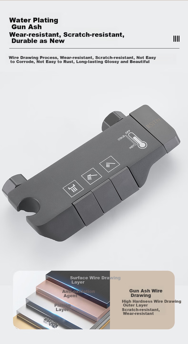 Душевой гарнитур BSITN Piano Key, без верхнего душа, простая система для ванной комнаты с напорной душевой лейкой, полный комплект, серый B1049