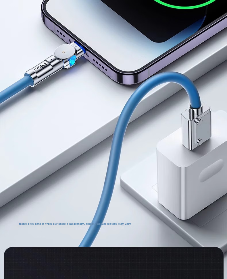 Кабель Nengshi для iPhone, 1.5 метра, синий, с вращающимся разъемом 180 градусов, USB Type-A на Lightning, быстрая зарядка 2.4А