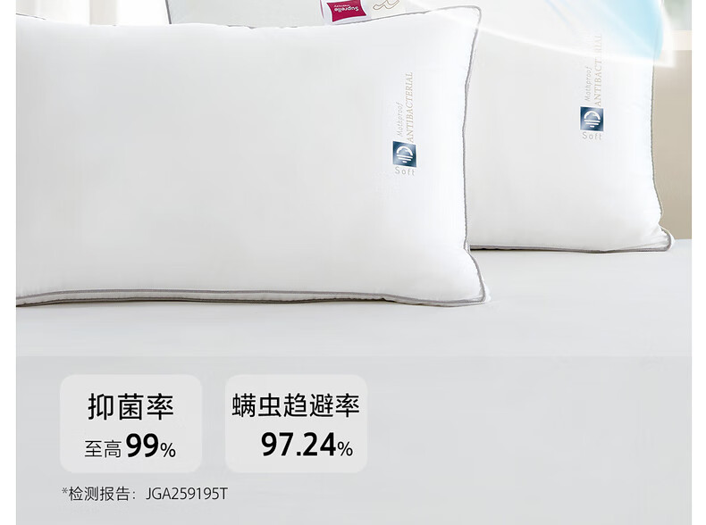 Подушка Mercury Home Textiles Memory Fiber, антибактериальная, защищающая от клещей, 100S хлопок, класс А, поддержка шеи, машинная стирка, 48x74 см