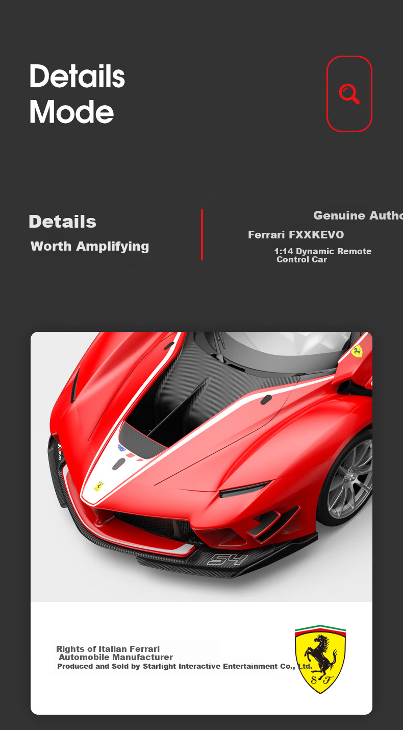 Радиоуправляемая машина Rastar Ferrari FXX K EVO, масштаб 1:14, красная, 34.6 см, подарочный набор