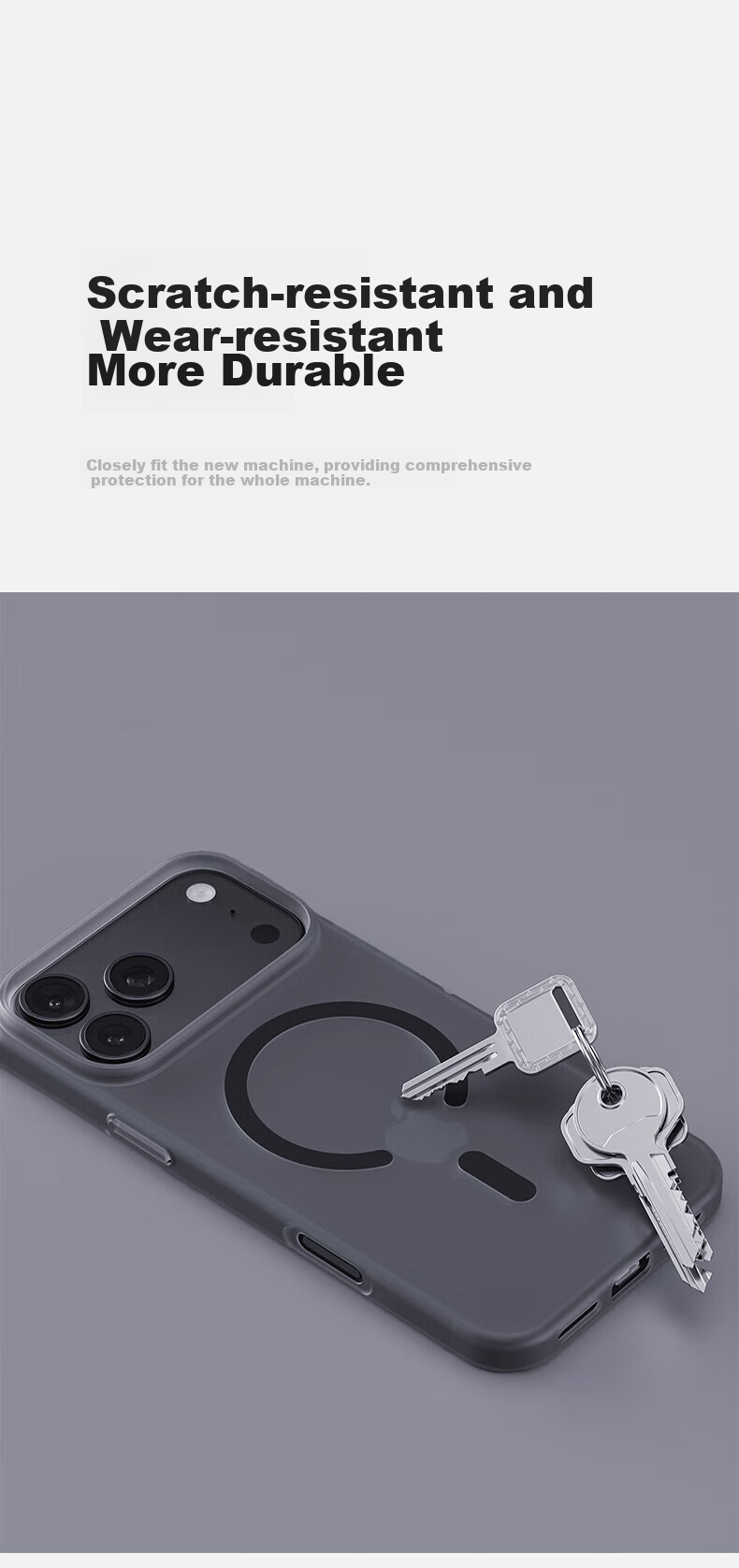 Чехол LLUNC для Apple iPhone 17 Pro Max, противоударный, с защитой камеры, с поддержкой MagSafe, полупрозрачный белый