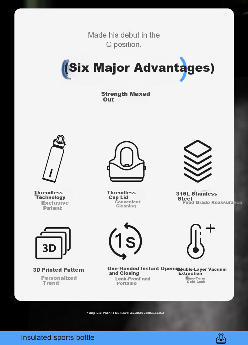 Термос REVOMAX, 592 мл, для спорта, из нержавеющей стали 316, красный