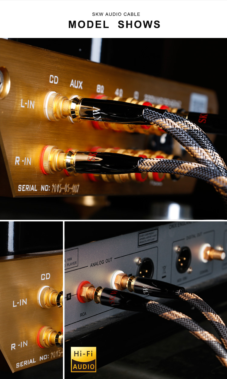 Аудиокабель SKW BG04 2RCA - 2RCA, 0.5 метра, посеребренный медный проводник 6N OCC, экранированный, для подключения CD-плеера, декодера, усилителя