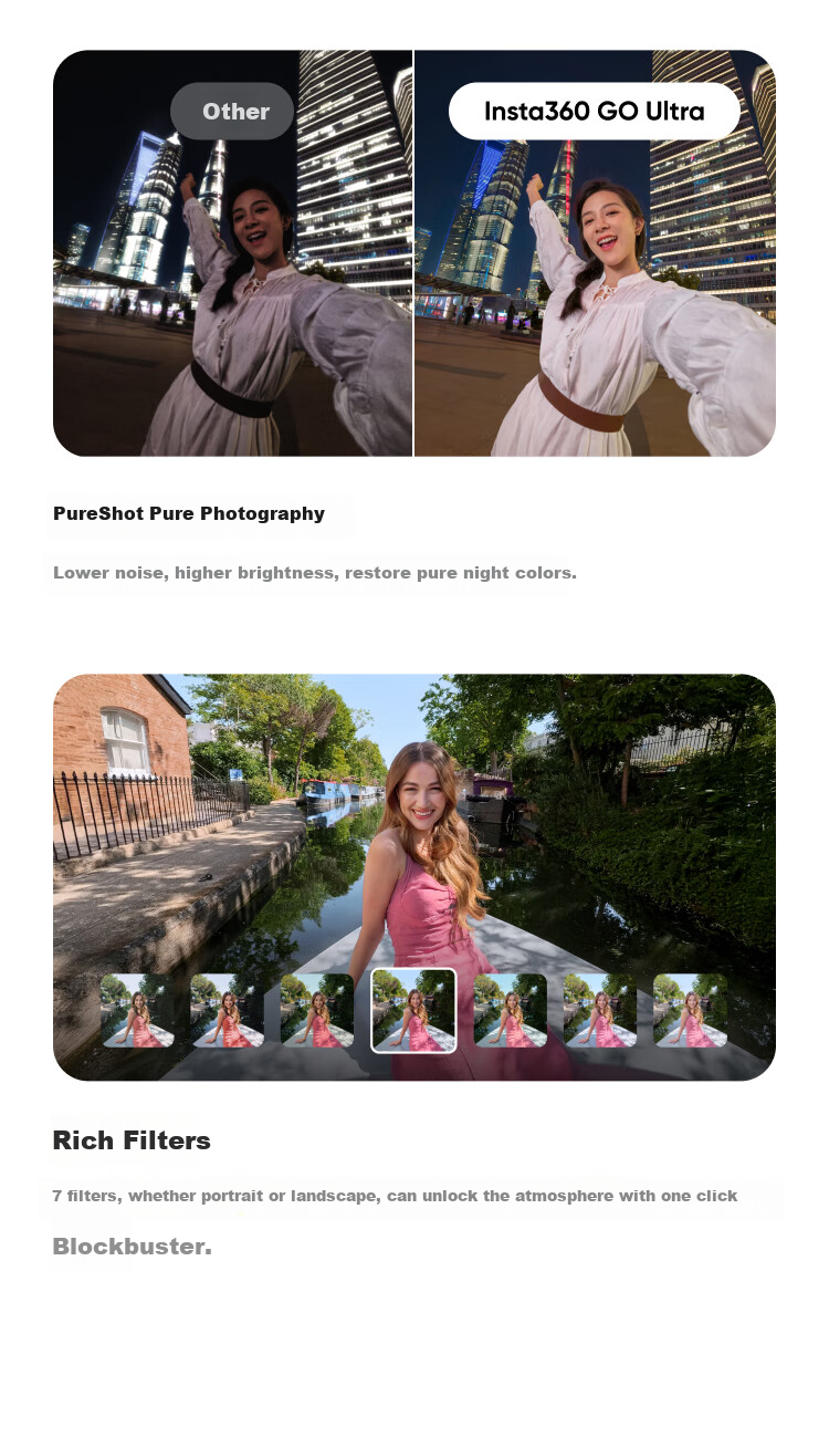 Экшн-камера Insta360 GO Ultra, 4K, водонепроницаемая, компактная, для спорта и путешествий, Agile White