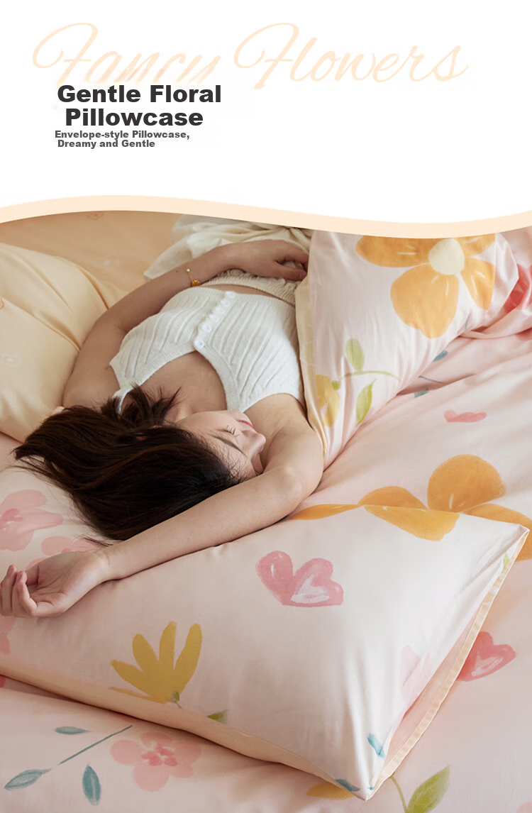 Комплект постельного белья Dohia Home Textile из 100% хлопка, 3 предмета, размер 1.2 м, стиль "Пасторальный", цвет "Huaxin" (Цветочный)